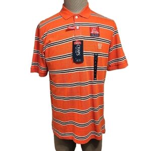 Chaps Orange Stripe Knit Performance Polo Top Large